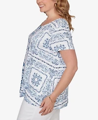 Ruby Rd. Plus Bandana Print Knit T-Shirt