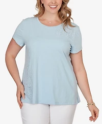 Ruby Rd. Plus Paisley Lace Solid Knit T-Shirt