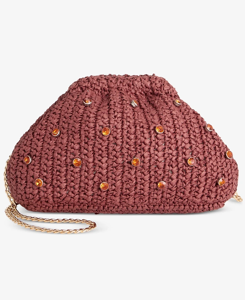 On 34th Crochet Raffia Shoulder Bag, Macy's Exclusive