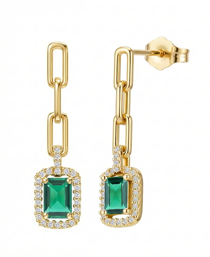 Macy's Lab Grown Ruby (1-1/3 ct. t.w.) & White Sapphire (1/4 Drop Earrings 14k Gold Over Sterling Silver (Also Available Mul