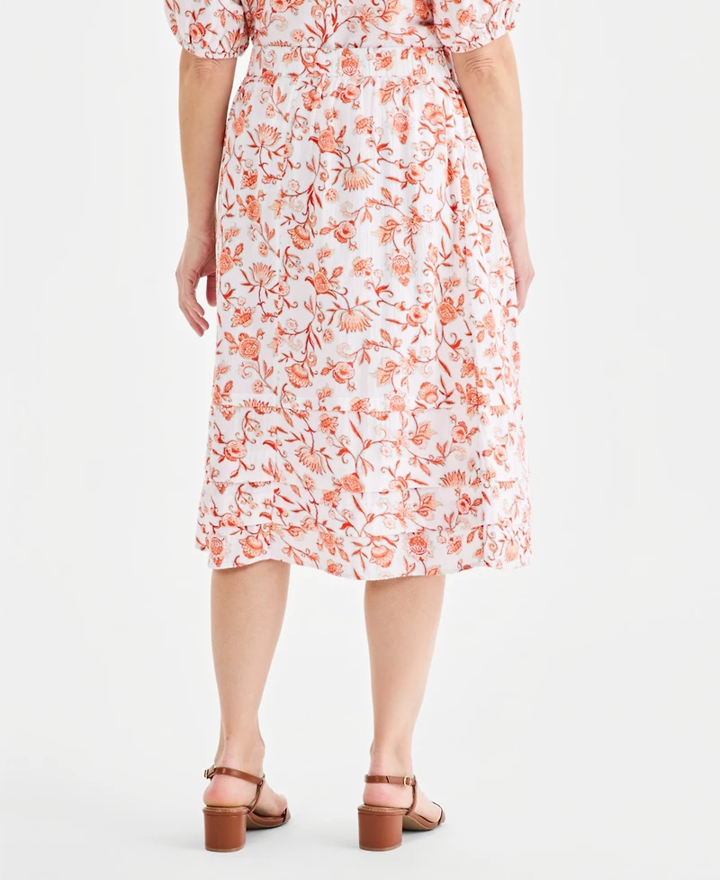 Style & Co Women's Printed Cotton Gauze Pull-On Midi Skirt, Macy's Exclusive