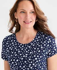 Style & Co Petite Short-Sleeve Ditsy Print Crewneck T-Shirt, Macy's Exclusive