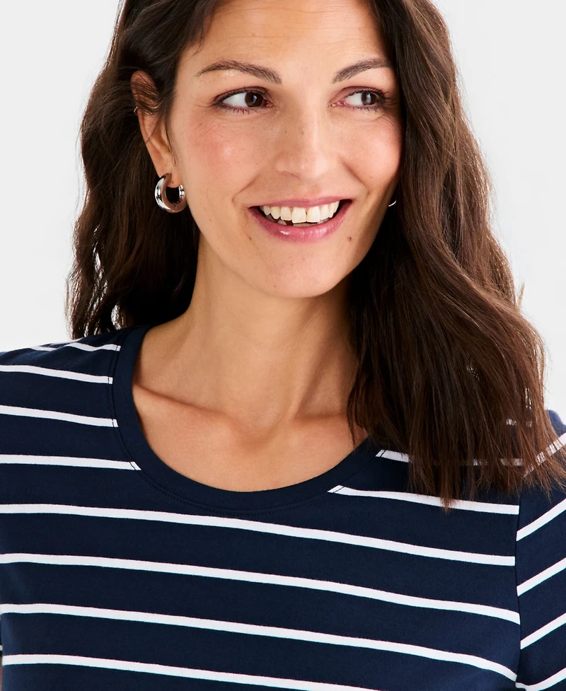 Style & Co Petite Short-Sleeve Stripe Crewneck T-Shirt, Macy's Exclusive