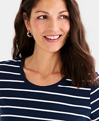 Style & Co Petite Short-Sleeve Stripe Crewneck T-Shirt, Macy's Exclusive