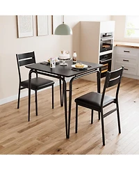 gaomon 3-Piece Dining Room Set, Table and 2 Chairs with Backrests and Padded Seats, Space Saving for Living Room