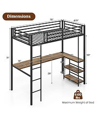 Gymax Twin Size Led Bed Frame w/ Charging Station Upholstered Headboard 4 Drawers