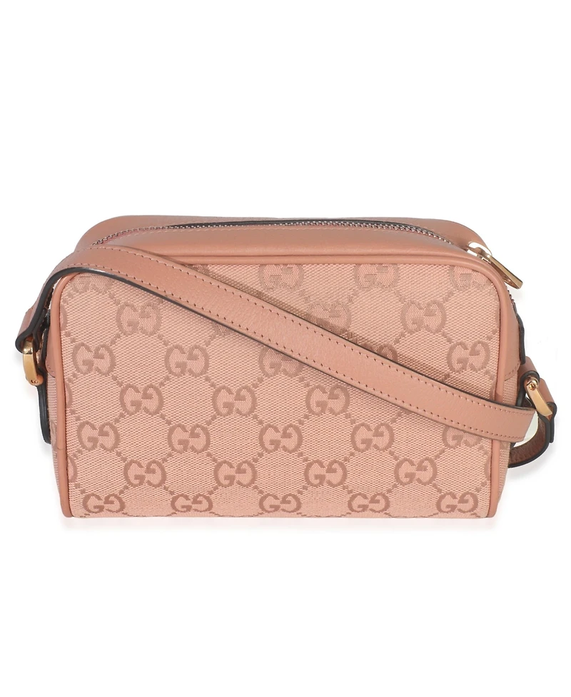 Pre-Owned Gucci Pink Gg Canvas Mini Ophidia Shoulder Bag