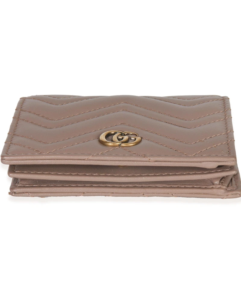 Pre-Owned Gucci Porcelain Rose Matelasse Calfskin Gg Card Case Wallet