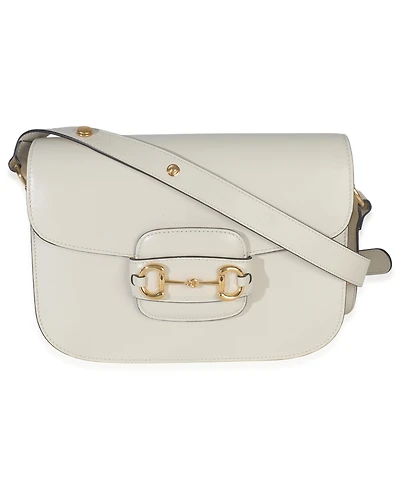 Pre-Owned Gucci Mystic White Azalea Calfskin Horsebit Small 1955 Shoulder Bag