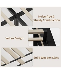 gaomon Soft Upholstered Platform Bed Frame with Wingback Headboard – Sturdy Wooden Slats, Noise-Free, No Box Spring Needed