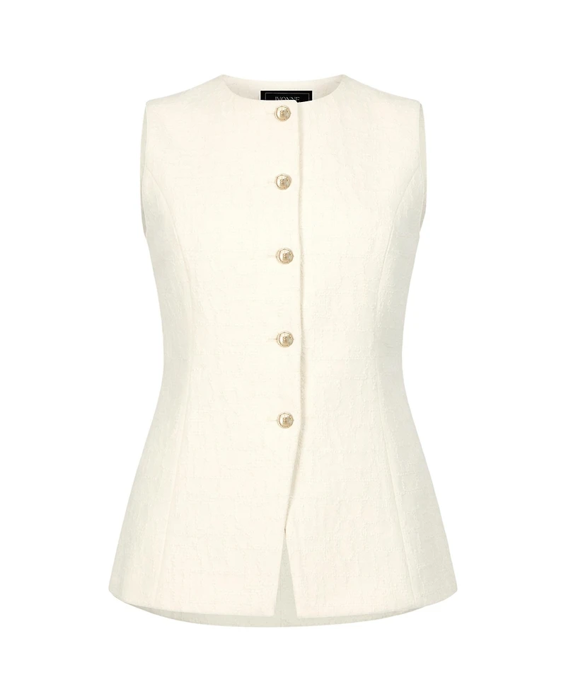 Ivonne Women's Tailored Vest with Front Buttons