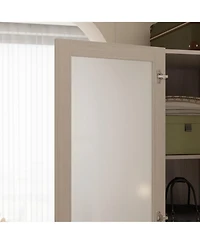 Famapy Corner Wardrobe Closet with 2 Glass Doors, Armoire with Hanging Rod