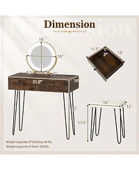 Sugift Vanity Desk with Adjustable Lighted Mirror for Bedroom