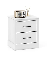 Sugift Compact Wooden Floor Nightstand with Storage Drawers