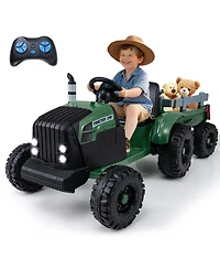 Slickblue Electric 24V Ride On Tractor for Kids with Trailer and Remote