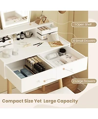 Sugift Vanity Desk Set with Adjustable Led Lighted Mirror