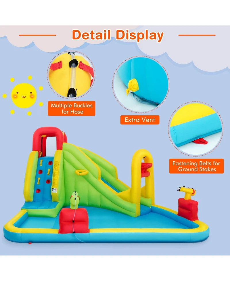 Mecale Outdoor Inflatable Water Bounce House with 480W Blower Included