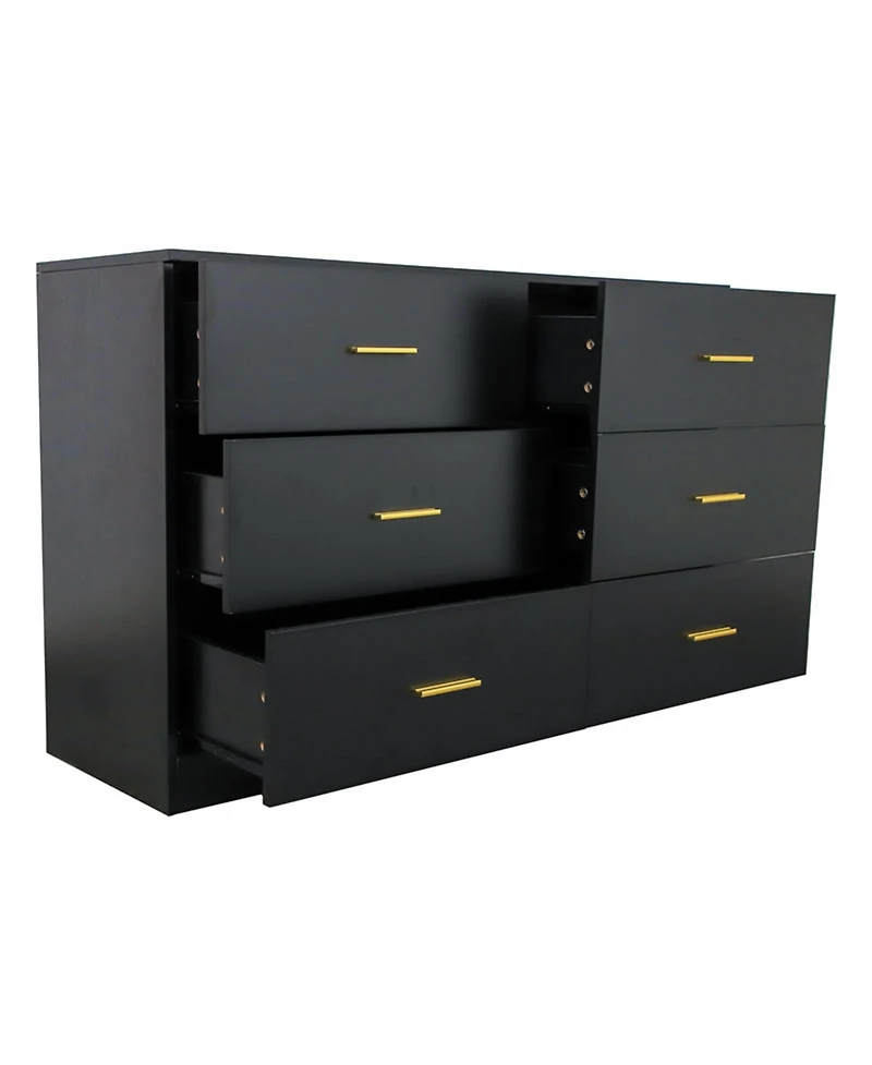 Clihome 6 Drawer Wood Modern Chest of Drawers with Ample Storage