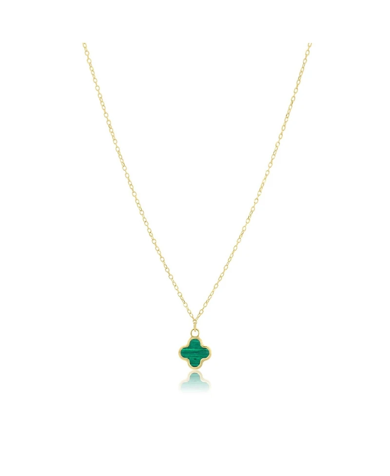 The Lovery Mini Malachite Single Clover Necklace 14K Gold