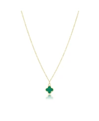 The Lovery Mini Malachite Single Clover Necklace 14K Gold
