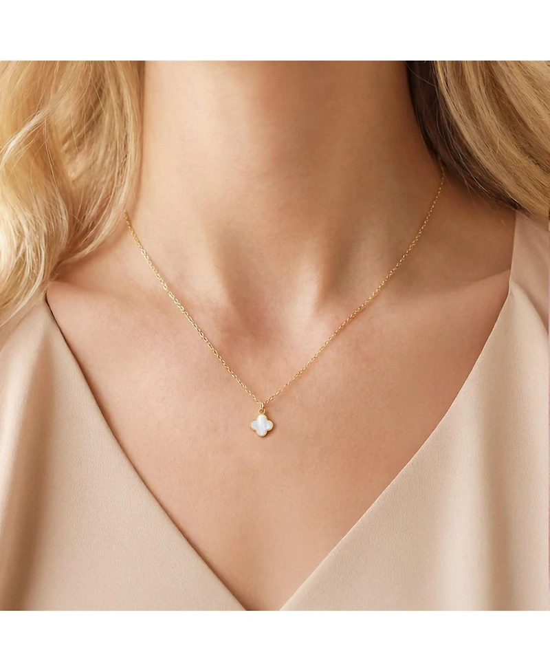 The Lovery Mini Mother of Pearl Single Clover Necklace 14K Gold