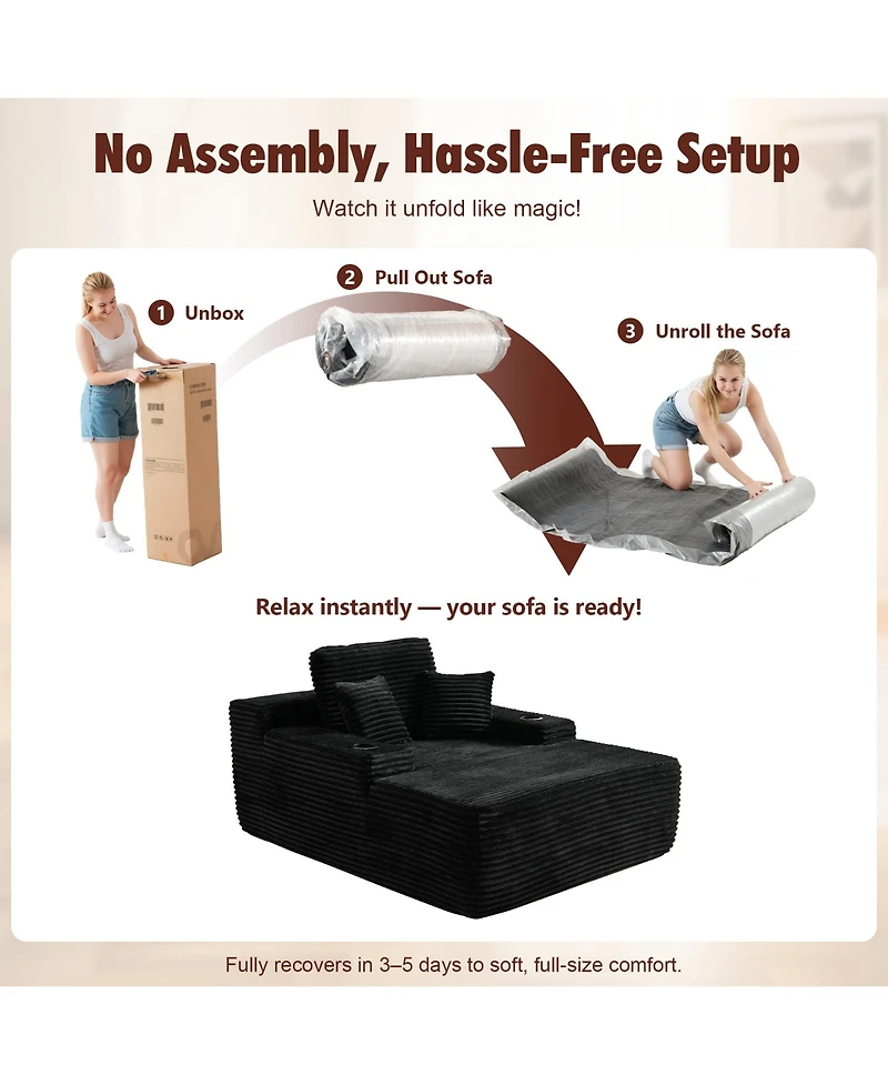 Xizzi Chaise Lounge Chair, Oversized Plush Upholstered Boneless Sofa Bed, Deep Seat Sleeper Cloud Couch for Living Room, No Assembly Required