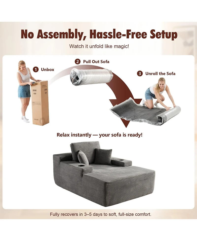 Xizzi Chaise Lounge Chair, Oversized Plush Upholstered Boneless Sofa Bed, Deep Seat Sleeper Cloud Couch for Living Room, No Assembly Required