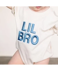 Sweet Wink Baby Boys Lil Bro Embroidered Patch Short Sleeve Romper