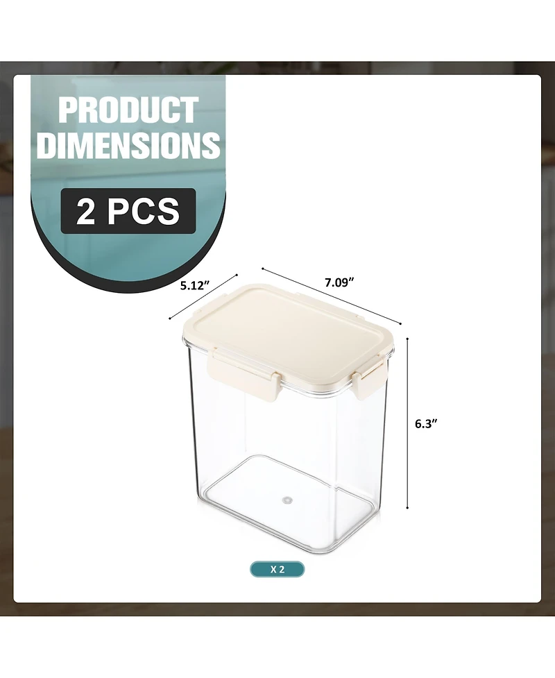 Sorbus 2 Pack 1800ml/63.49oz Clear Stackable Airtight Food Storage Containers for Pantry, Rice, Pasta, Cereal and More