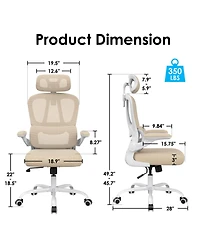 Rainsken Ergonomic Office Chair, Adjustable Swivel Desk Chair with Headrest and Lumbar Support, Computer Chair for Home Office