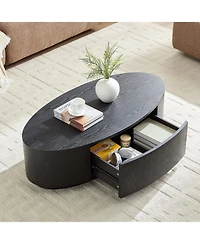 Boyel Living Modern Luxury Oval Coffee Table, Matte Mdf with Storage Drawer for Room Accent