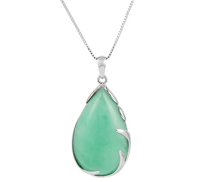 Macy's Green Jade Pendant Necklace in Sterling Silver