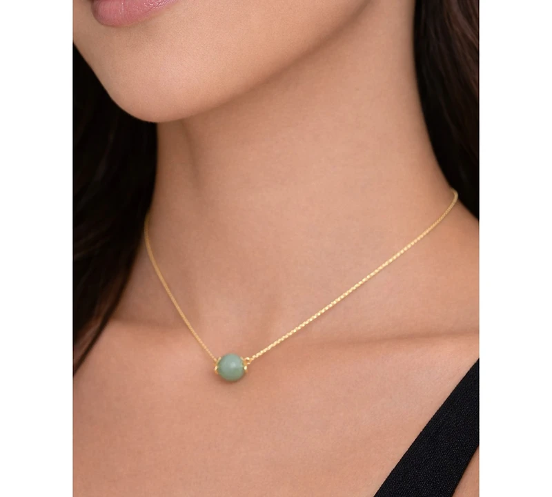 Macy's Black Onyx Necklace 14k Gold over Sterling Silver (Also Available Green Jade)