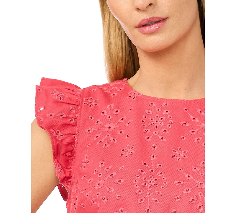 CeCe Women's Crewneck Flutter-Sleeve Mini Dress