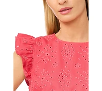 CeCe Women's Crewneck Flutter-Sleeve Mini Dress