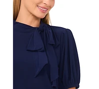 CeCe Women's Short-Sleeve Tie Neck Bow Detail Top