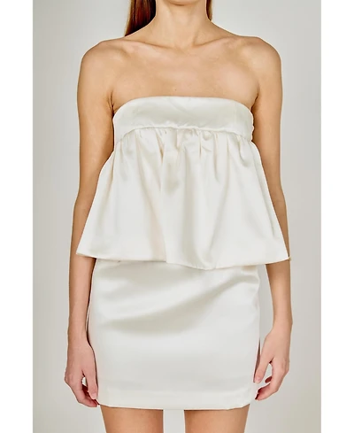 endless rose Women's Strapless Satin Mini Dress