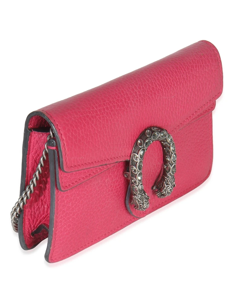 Pre-Owned Gucci Pink Dollar Calfskin Crystal Super Mini Dionysus Flap