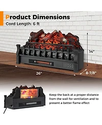 Gymax 26'' Infrared Quartz Electric Fireplace Heater W/ Lemonwood Logs Thermostat