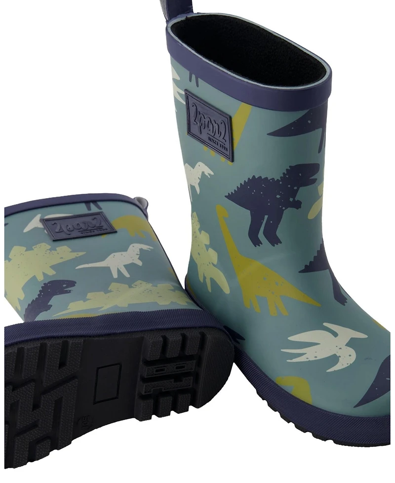 Deux par Deux Little Boys Rain Boots in Dinosaur Print