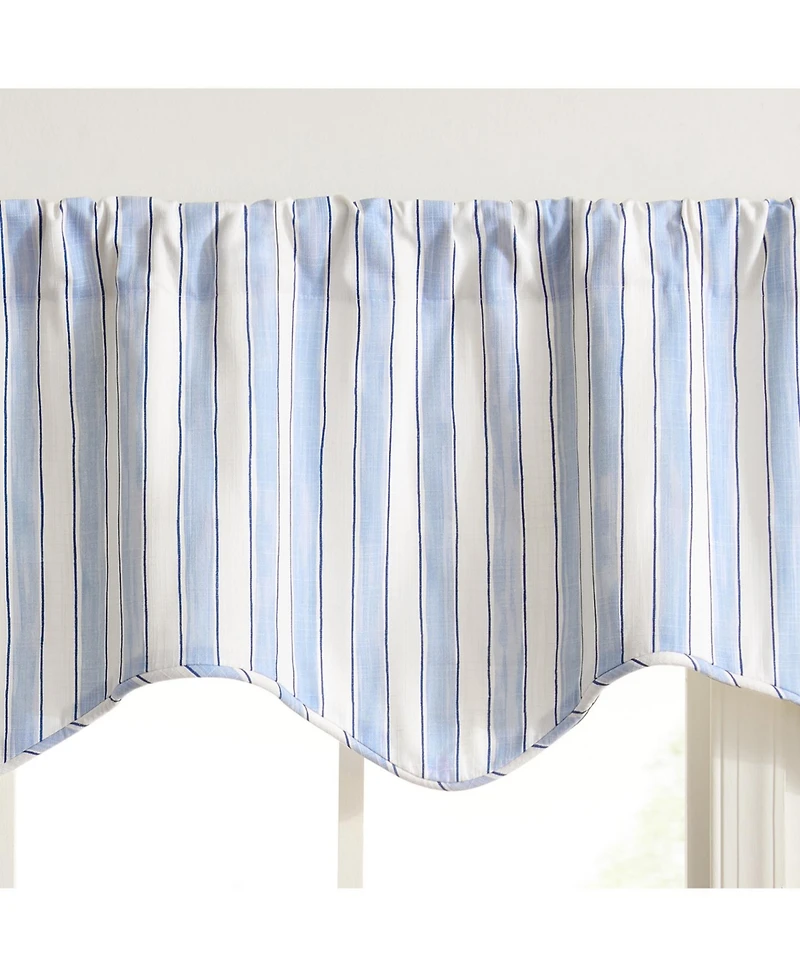Ellis Curtain Saratoga Stripe 100% Cotton Scallop Poly-Cotton Lined Rod Pocket Valances 50" x 16"
