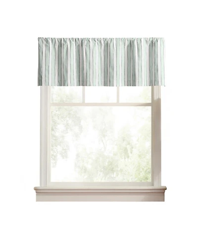 Ellis Curtain Saratoga Stripe 100% Cotton Tailored Rod Pocket Valance 50" x 16"