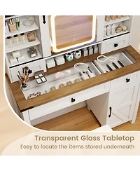 Sugift Makeup Vanity Desk with Mirror and Dimmable Led Lights