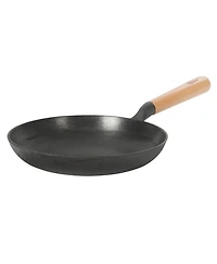 Oster Platinum 9.5" preseasoned cast iron skillet with wood handle, lightweight nonstick pan