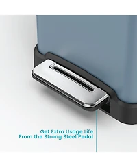 Home Zone Living 12 Gallon Slim Kitchen Trash Can with Soft Close Lid, Removable Liner, and Bag Tuck Band, Slate Blue