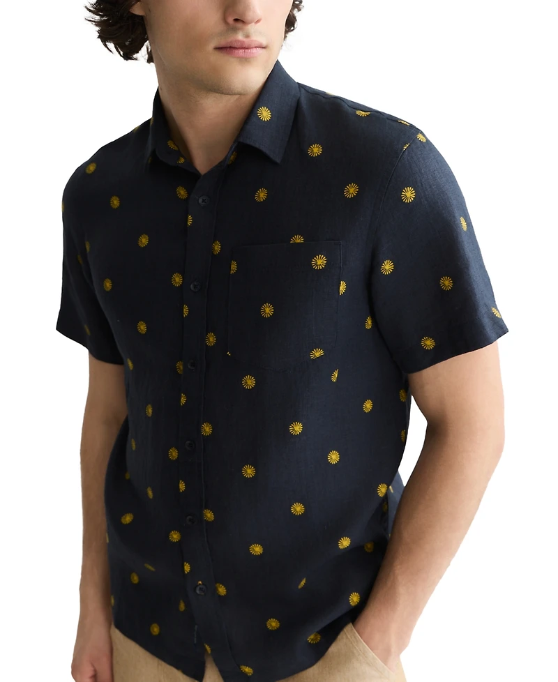 Scotch & Soda Men's Regular-Fit Short-Sleeve Linen Collared Shirt