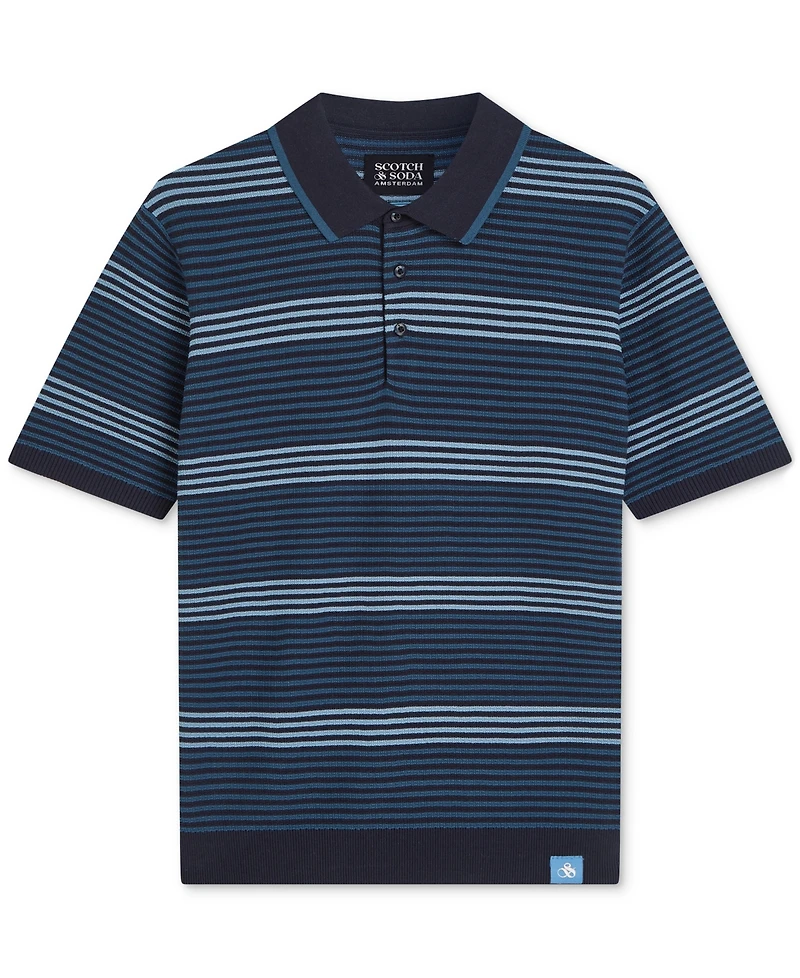 Scotch & Soda Men's Knitted Regular-Fit Cotton Polo T-Shirt