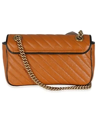 Pre-Owned Gucci Cognac Calfskin Matelasse Diagonal Small Torchon Gg Marmont Shoulder Bag