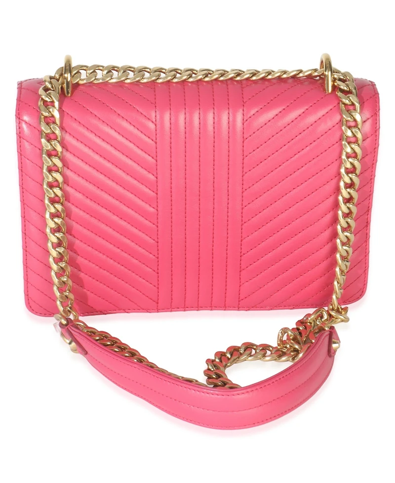 Pre-Owned Prada Pink Calfskin Turn Lock Chain Flap Bag