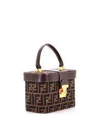 Pre-Owned Fendi Small Vintage Lock Top Handle Vanity Bag Zucca Canvas